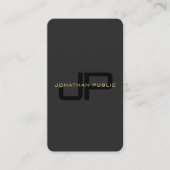 カスタムモノグラムQRコードテンプレートブラックおよび金ゴールド 名刺 (正面)