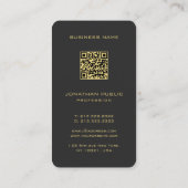 カスタムモノグラムQRコードテンプレートブラックおよび金ゴールド 名刺 (裏面)