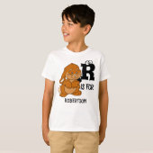 カスタムモノグラムRは可愛い可愛らしいウサギ向け Tシャツ (正面フル)
