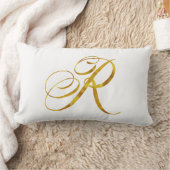 カスタムモノグラムR金フェイク箔モノグラムイニシャル ランバークッション (ブランケット)