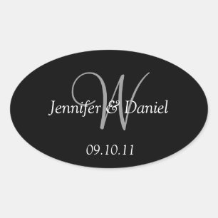 カスタムモノグラムWワインラベル 楕円形シール