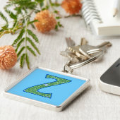 カスタムモノグラムZキーチェーン、ディッツィフローラルパターン キーホルダー (側面)