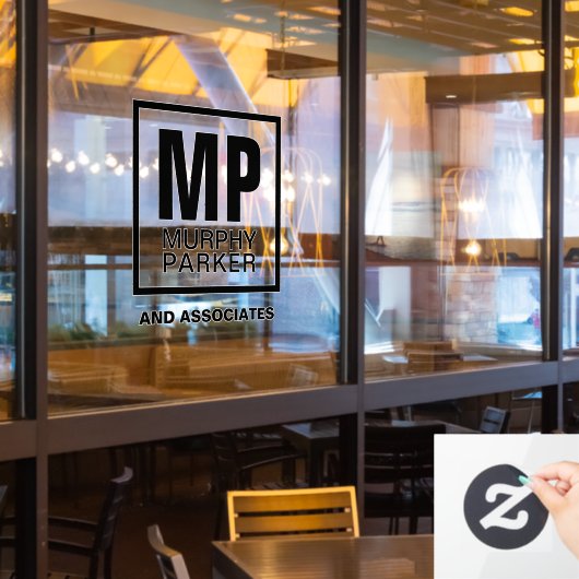 カスタムモノグラモダンムシンプルスクエア ウィンドウサイン (レストラン窓)