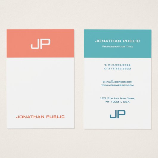 カスタムモノグラモダンムテンプレートエレガントカラー (正面&裏面)