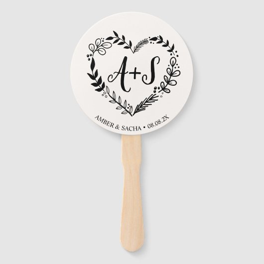 カスタムモノグラ結婚ムのリース付きロゴ ハンドファン (裏面)