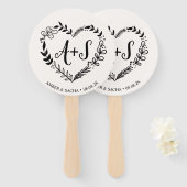 カスタムモノグラ結婚ムのリース付きロゴ ハンドファン (正面&裏面)