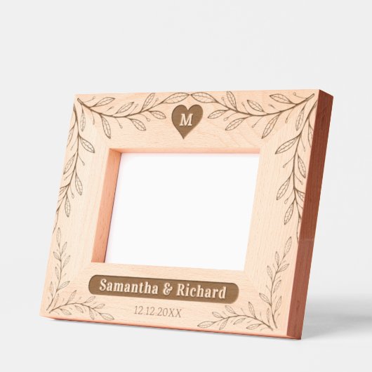 カスタムモノグラ結婚ム名の写真パーソナライズされた レーザー彫刻フレーム (左)