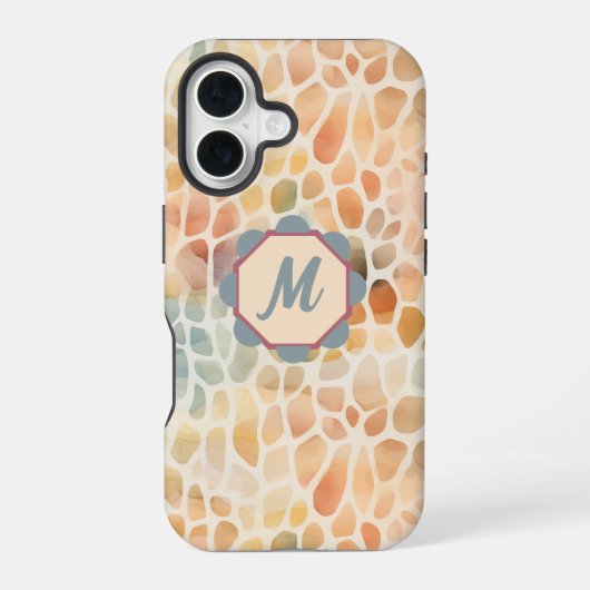 カスタムモノグラ芸術的ム水彩模様 iPhone 16ケース (裏面)