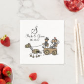 カスタムモノグ結婚ラム馬車描 スタンダードカクテルナプキン (インサイチュ)