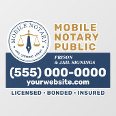 カスタムモバイル公証人法的署名ネイビーブルーゴールド ウィンドウサイン (シート)