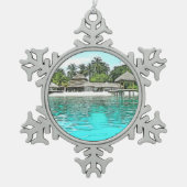 カスタムモルディブクリスマス スノーフレークピューターオーナメント (正面)