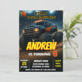 カスタムモンスタートラックカーボーイズバースデーパーティー 招待状 (スタンド正面)