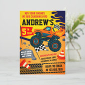 カスタムモンスタートラックジャムキッズパーティー誕生日 招待状 (スタンド正面)