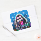 カスタムモンスターハロウィンステッカー。 スクエアシール (封筒)