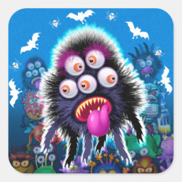カスタムモンスターハロウィンステッカー。 スクエアシール