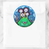 カスタムモンスターハロウィンステッカー。 ラウンドシール (バッグ)