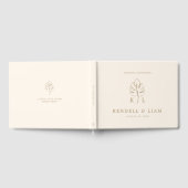 カスタムモンステラ結婚モノグラムのロゴ ゲストブック (全面)