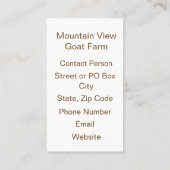 カスタムヤギ農園カントリービジネスカード 名刺 (裏面)