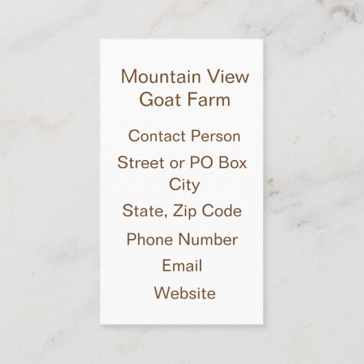 カスタムヤギ農園カントリービジネスカード 名刺 (裏面)