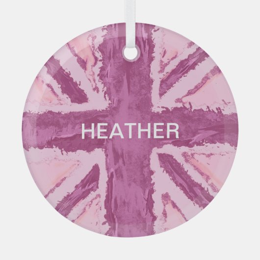 カスタムユニオン色彩の鮮やかジャックUKアートプラムby Heva Weva ガラスオーナメント (正面)