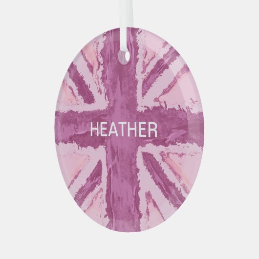 カスタムユニオン色彩の鮮やかジャックUKアートプラムby Heva Weva ガラスオーナメント (正面左)