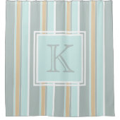 カスタムユニークシーホムグリーンホワイトタンストライプアート シャワーカーテン (正面)