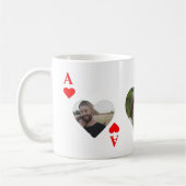 カスタムユニークモダントランプのポーカーハート写真モノグラム コーヒーマグカップ (左)