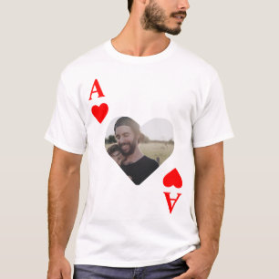 カスタムユニークモダントランプのポーカーハート写真モノグラム Tシャツ