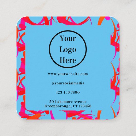 カスタムユニークモダン抽象芸術 スクエア名刺 (裏面)