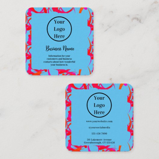 カスタムユニークモダン抽象芸術 スクエア名刺 (正面/裏面)