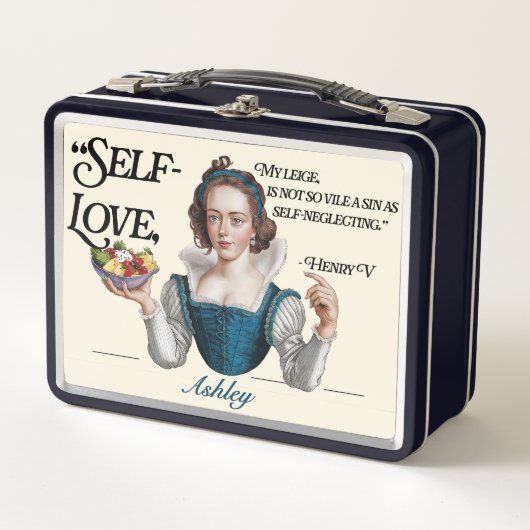 カスタムユニークヴィンテージエレガントセルフラブ引用文 メタルランチボックス (正面)