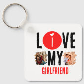 カスタムユニーク2枚の写真コラージュ私は彼女を愛する キーホルダー (正面)