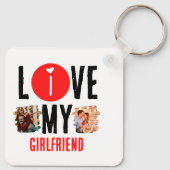 カスタムユニーク2枚の写真コラージュ私は彼女を愛する キーホルダー (裏面)