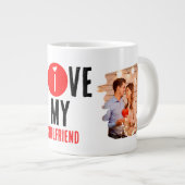 カスタムユニーク2枚の写真コラージュ私は彼女を愛する ジャンボコーヒーマグカップ (正面右)