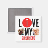 カスタムユニーク2枚の写真コラージュ私は彼女を愛する マグネット (正面/裏面)