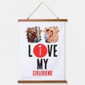 カスタムユニーク2枚の写真コラージュ私は彼女を愛する 吊り下げ型タペストリー (正面)