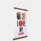 カスタムユニーク2枚の写真コラージュ私は彼女を愛する 吊り下げ型タペストリー (傾斜あり)