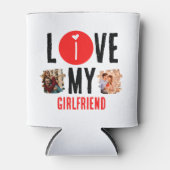 カスタムユニーク2枚の写真コラージュ私は彼女を愛する 缶クーラー (正面)