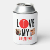 カスタムユニーク2枚の写真コラージュ私は彼女を愛する 缶クーラー (缶裏面)