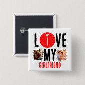 カスタムユニーク2枚の写真コラージュ私は彼女を愛する 缶バッジ (正面&裏面)