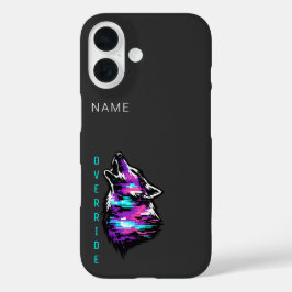 カスタムユーザーIDオーバーライド ウルフ サイバーパンク iPhone 16 C 16ケース