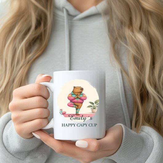 カスタムヨガカピバラマグカップ 名前入り コーヒーマグカップ
