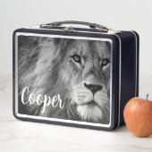 カスタムライオンのパーソナライズ名写真ランチボックス メタルランチボックス (インサイチュ)