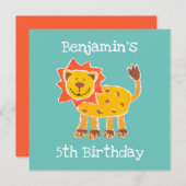 カスタムライオンコラージュプリント誕生日招待状 (正面/裏面)