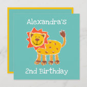 カスタムライオンコラージュプリント誕生日招待状 (正面/裏面)