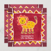 カスタムライオンコラージュプリント誕生日招待状 (正面/裏面)