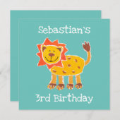 カスタムライオンコラージュプリント誕生日招待状 (正面/裏面)