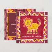 カスタムライオンコラージュプリント誕生日招待状 (正面/裏面)