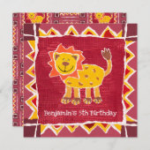 カスタムライオンコラージュプリント誕生日招待状 (正面/裏面)