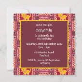 カスタムライオンコラージュプリント誕生日招待状 (裏面)